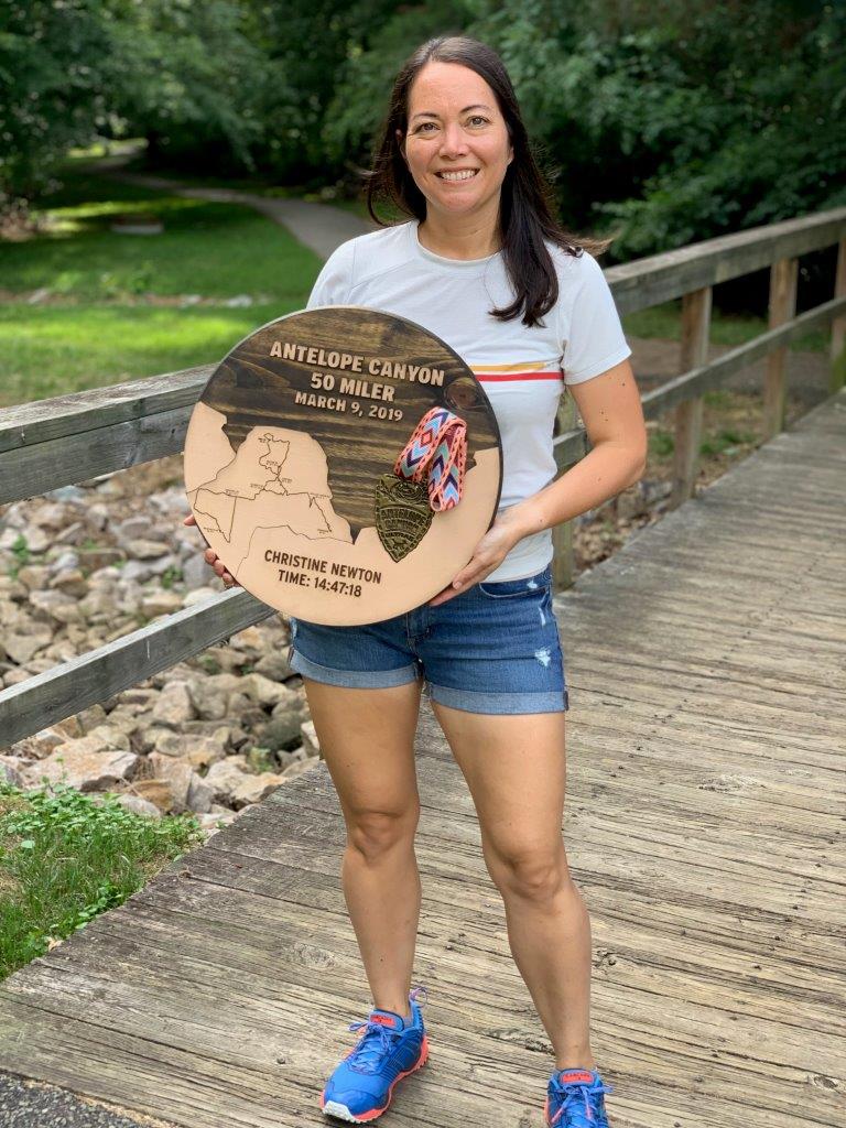 Standing with my wooden Antelope Canyon 50 miler medal display.