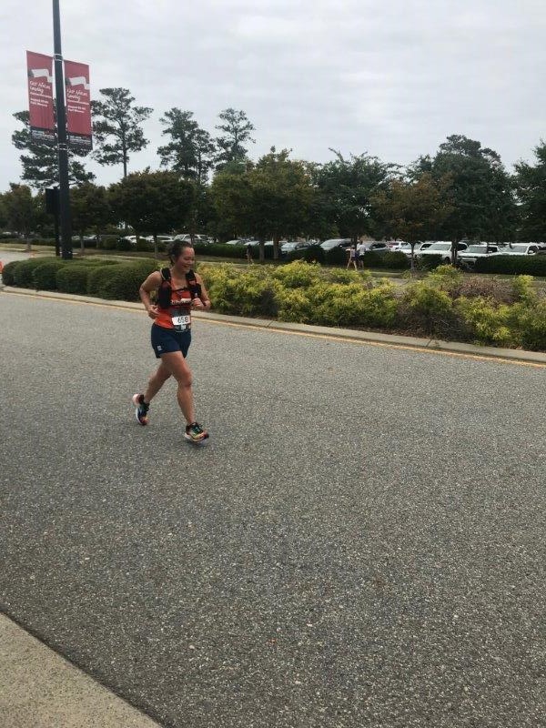 Running on the Crawlin Crab half marathon course.