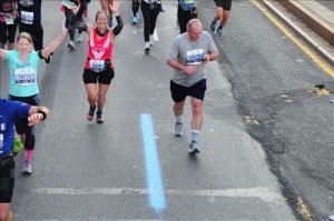 Approaching the finish line at the New York Marathon.