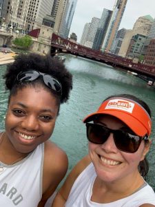 Steph and I standing in front of the river in Chicago